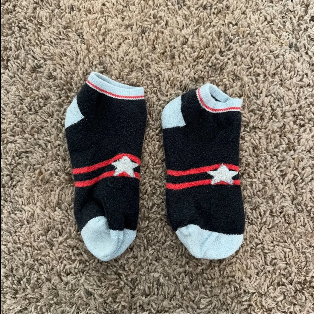Navy and Red Star Ankle Socks